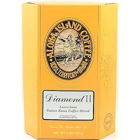 Aloha Island Signature Diamond Kona Coffee Blend, Whole Bean or Ground, the Perfect Gift for Coffee Lovers