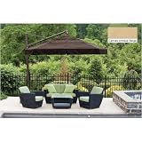 Octagonal Cantilever 11 Foot Ft Umbrella With Valance And Double Wind Vent - Antique Beige