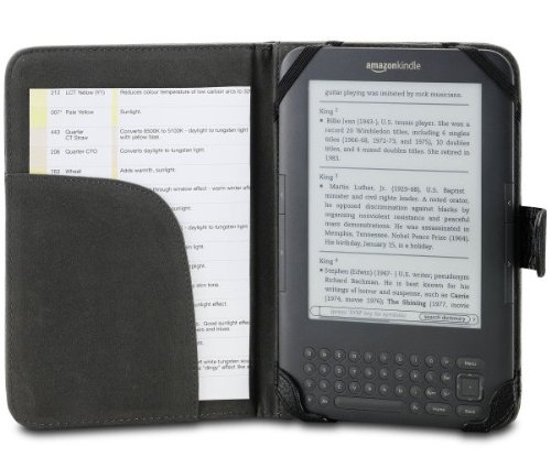 Axstyle 高品質 スリムレザーケース High Quality Slim leather case for Amazon Kindle3 収納ポケット付 ブラック Amazon限定 オリジナルモデル