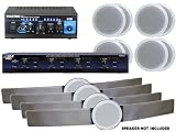 Pyle Deluxe Audio Package for Home / Office / Schools / Public - - PTA3 Mini 2x75W Stereo Power Amplifier + PSPVC4 4 - Channel High Power Stereo Speaker Selector With volume Control + ( 4x ) PDIC60 250W 6.5 &acute; Two - Way In - Ceiling Speaker System + (