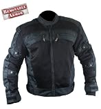Mens Black Cordura Armored Motorcycle Jacket