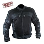 Mens Black Cordura Armored Motorcycle Jacket