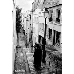 Paris - Le Baiser - Poster schwarz-weiss Foto Paris - Gr�sse 61x91,5 cm