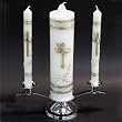 3-pc Wedding Candle Set with Brass Base - Silver Finish