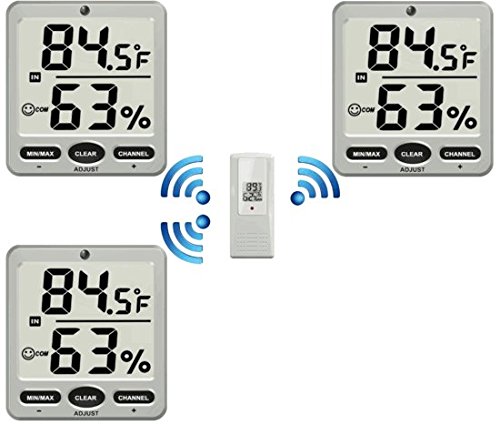 Ambient Weather WS-07-3-KIT Tri Zone Big Digit 8-Channel Wireless Thermo-Hygrometer