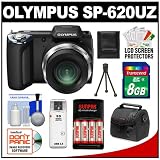 Olympus SP-620UZ Digital Camera (Black) with 8GB Card + Batteries & Charger + Case + Accessory Kit