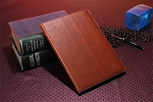 Borch Fashion Luxury Multi-function Crazy Horse Leather Protective Light-weight Folding Flip Smart Case Cover for Ipad Air (Brown)