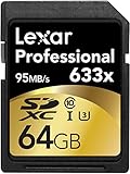 Lexar Professional 633x 64GB SDXC UHS-I/U3 Card (Up to 95MB/s Read) w/Image Rescue 5 Software - LSD64GCBNL633