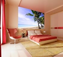 TROPICAL BEACH PALM TREE WALLPAPER WALL MURAL POSTER WALL ART 64"X42"