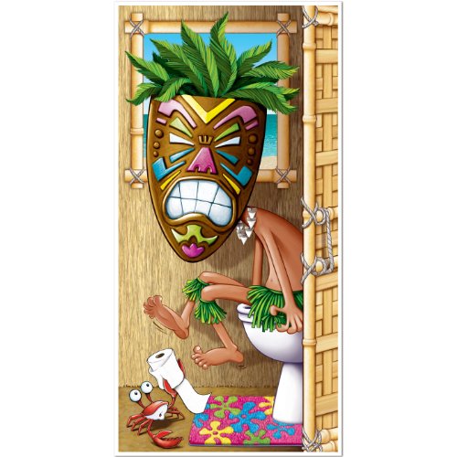 Tiki Man Restroom Door Cover Party Accessory (1 count) (1/Pkg)-image