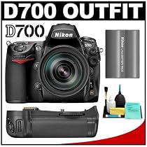 Nikon D700 Digital SLR Camera Body + Nikon 24-120mm f/3.5-5.6G ED-IF AF-S VR Zoom Lens + Nikon MB-D10 Multi-Power Battery Pack + Nikon EN-EL3e Rechargeable Li-ion Battery + Precision Design Cleaning Kit