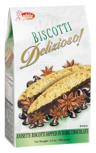 Andile Biscotti With Anisette Flavor And Dark Chocolate, 3.5-Ounce Boxes (Pack of 16) by Andile
