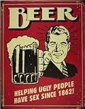Produkt-Bild: Beer - Helping Ugly People blechschild (40x30) (de pt red)