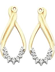 Pair of 14K Yellow Gold Diamond Earring Jackets - 0.21 Ct. -- LIFETIME WARRANTY