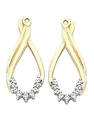 Pair of 18K Yellow Gold Diamond Earring Jackets - 0.21 Ct. -- LIFETIME WARRANTY