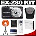 Casio Exilim EX-Z80 (Black) Digital Camera with NP-60 Battery + Case + Cameta Bonus Accessory Kit