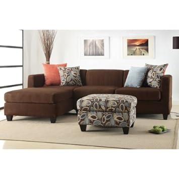 3-Pcs Sectional Sofa Chocolate Microfiber,4D Concepts,POUNDEX-F7182-SET