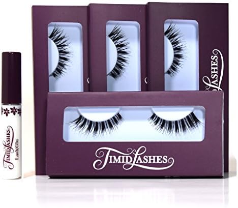 Demi Whisper by Timid Lashes | Four-Pack Premium Quality False Eyelashes with Latex-Free Lash|Glu