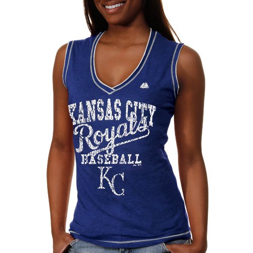 Majestic Kansas City Royals Ladies My Crush Sleeveless T-Shirt - Royal Blue (Medium)