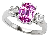 2.60 cts 925 Sterling Silver 14K White Gold Plated Lab Created Oval Pink Tourmaline Engagement Ring
