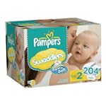 Pampers Swaddlers Diapers Economy Pack Plus Size 2, 204 Count (Packaging May Vary)