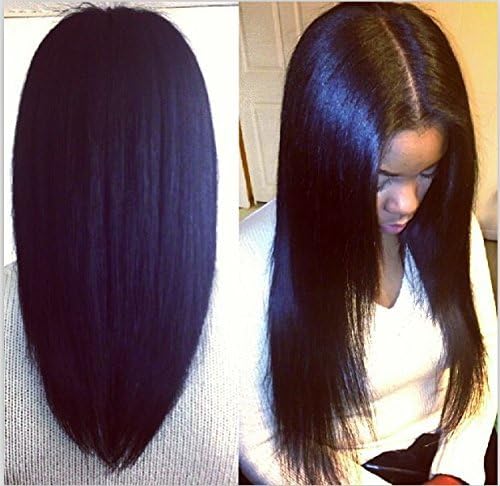 Softsilk Natural Yaki Straight Brazilian Virgin Hair Full Lace Human Hair Wig for Women Natural Color 10 inch