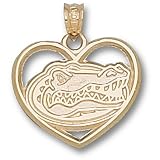 Univ Of Florida Gator Head Heart Pendant (Gold Plated)