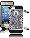 Bastex Heavy Duty Hybrid Case for iPhone 5, 5S - Black Silicone / Antique Gold & Silver Circles Design Hard Cover