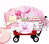 Little Sweetie New Baby Shower Gift Set for Girls in Mini Radio Flyer Wagon