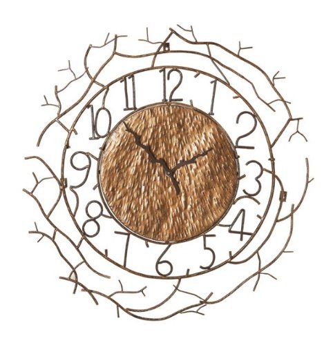 Branch Design Wall Clock with Branch-Style Hands and Antique Gold Finish From CBK Home