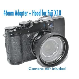 Click here to buy EzFoto 46mm Metal Filter Adapter + Lens Hood for Fuji X10 by EzFoto.