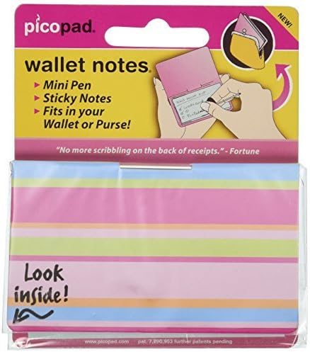 Everyday Innovations PicoPad Wallet Notes With Mini Pen, Credit Card-Sized, Pink (PP01-Stripes) by Everyday Innovations