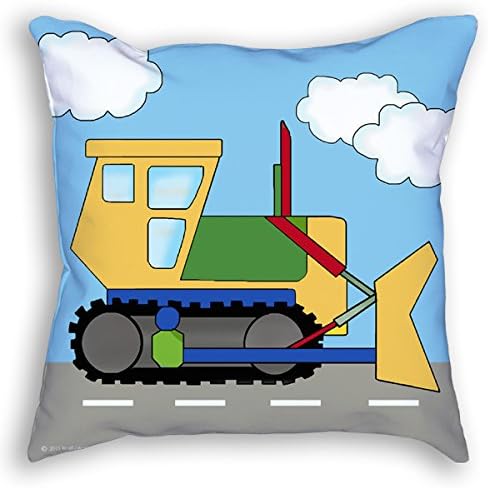 Under Construction Theme Kids 18" Square Bulldozer Accent/Throw Pillow