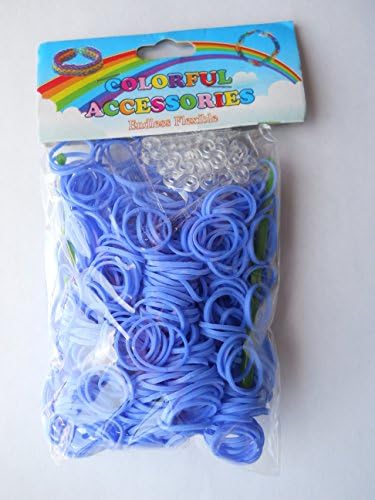 Colorful Rubber Band Accessories Looms S Clip 600 Piece Rubberband Refill with Synthetic Plastic Crochet Hook (Dark Blue)
