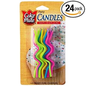 Cake Mate Neon Crazy Curl Candles, 12-Count,  Units (Pack of 24)