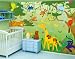 Fototapete Lustiger Dschungel - Größe 400 x 280 cm, 8-teilig - Tiere Zoo Giraffe Affen Papagei Löwe Kinderzimmer Wandbild Bildtapete Motivtapete