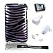 Durable Premium Snapon Zebra Case For Apple iPod touch 32 GB (2nd Generation) OLD MODEL + 3 in 1 Combo kit includes a Retractable USB Cable, Home and Car Charger + Includes iTouch Screen Protector Guard + includes a 4-inch eBigvalue Determination Hand Strap (Purple Zebra)