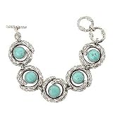 Silvertone Turquoise Toggle Bracelet Fashion Jewelry