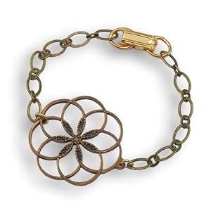 7 Rings of Peace Peace Bronze Link Bracelet