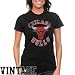 Mitchell & Ness Chicago Bulls Ladies Vintage Circle Logo Premium T-Shirt - Black (Small)