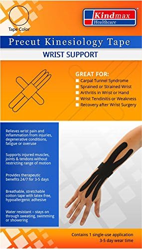2-Pack - Kindmax Precut Wrist Support (Beige) - Kinesiology Tape for Wrist Pain and Carpal Tunnel Syndrome