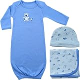 Luvable Friends Preemie Gown, Receiving Blanket and Cap Set, Blue