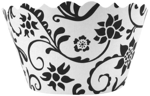Bella Couture Hannah Floral Cupcake Wrappers, Black/White