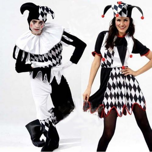 First cosplay set four points with glasses joker clown costume / Male Female for clown cosplay costume costume (4-piece set for men)