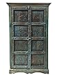 Indian Armoire Cabinet Reclaimed Antique Vintage Blue Patina Storage Indian Furniture