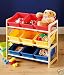 3 Tier Toy Storage Unit with 9 Toy Bins - Red, Yellow & Blue.