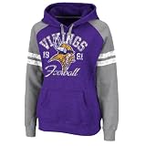 NFL Women's Minnesota Vikings Long Sleeve Raglan Pullover Fleece Heather Hood (Regal Purple/Gray, Medium)