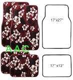 A Set of 4 Universal Fit Hawaii Hibiscus Carpet Floor Mats for Cars / Truck - Red