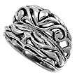 Sterling Silver Ring - Oxidized finish - 5mm Band Width and 15mm Face Height in Sizes: 6-10