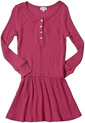 Girls Long Sleeves Dropped   Waistline Cotton/Knit  Dress